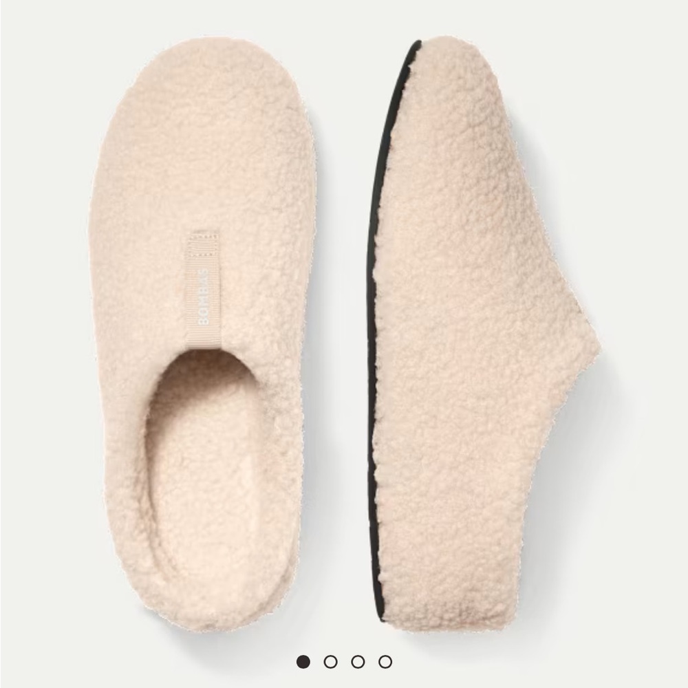 Cream Slip-On Fleece Slippers